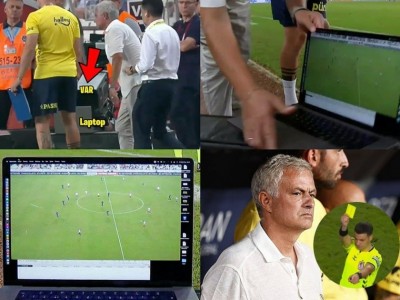 Mourinho nhận thẻ vàng theo cách độc nhất vô nhị